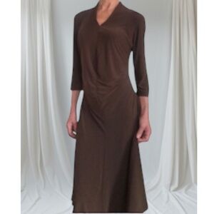 VTG Chocolate Brown Midi Cinched Flare Dress